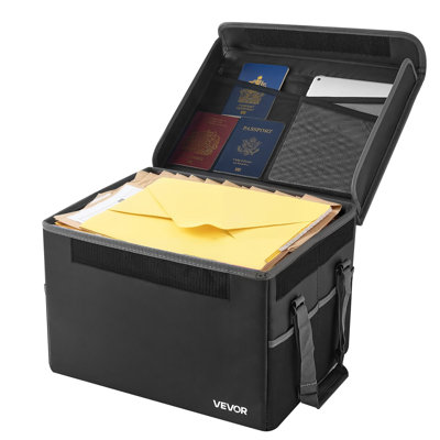 Fireproof Document Box, 1832 ℉ Heat Insulated Fireproof and Waterproof Box, Space-Saving and Foldable Design, Portable Home Office Travel File Organizer, for Passports, Important Documents, Files