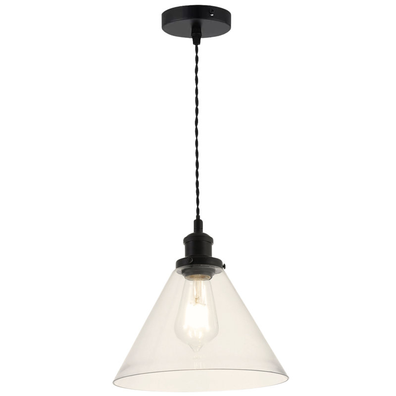 Aadhiran 1 - Light Cone Pendant, Clear, Black