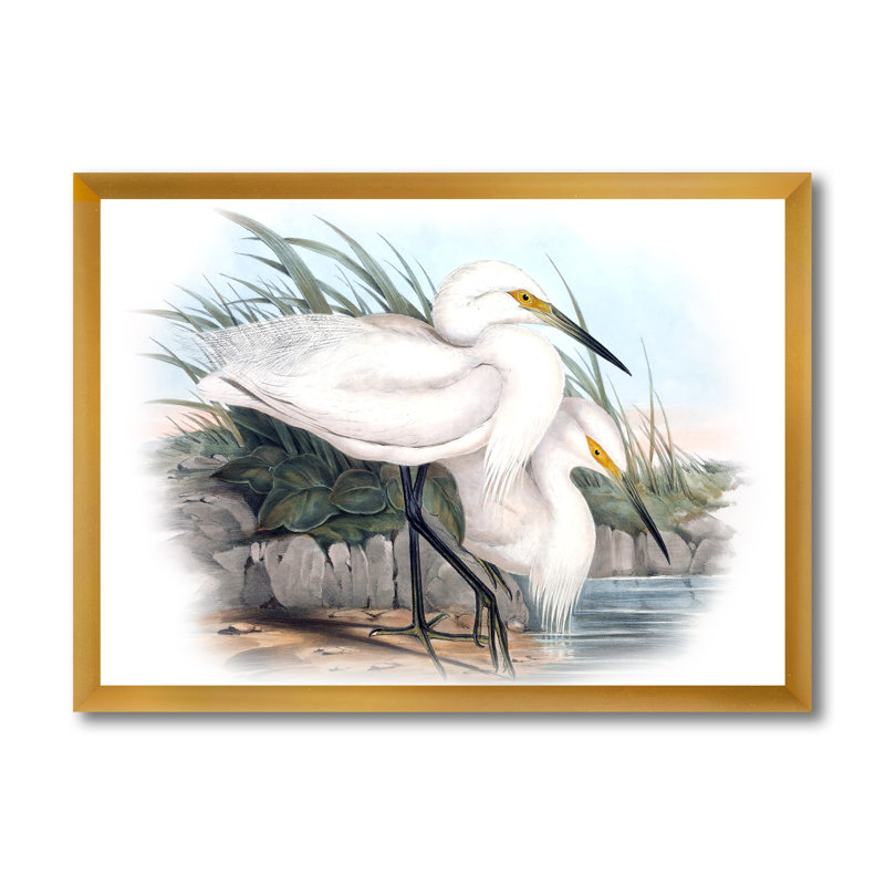 Vie d'oiseau rétro I - peinture sur toile, H 24 po x l 32 po x P 1 po, Cadre doré