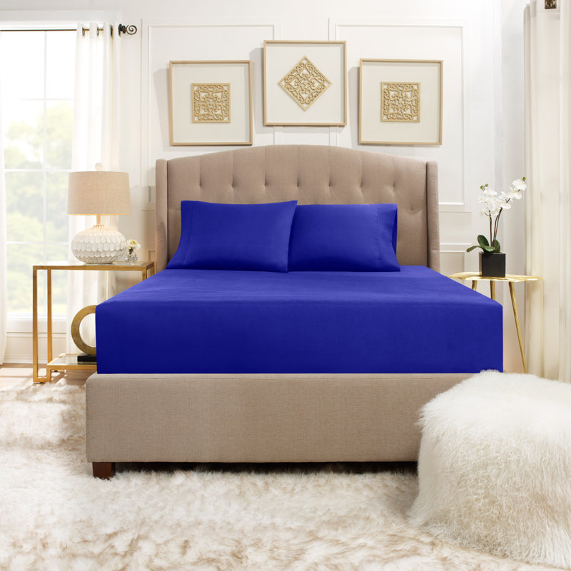 Microfiber Sheet Set, Royal Blue, Queen Sheet Set with 2 Pillowcases