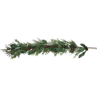 6' Mixed Foliage with Pine Cones and Berries Christmas Garland Unlit