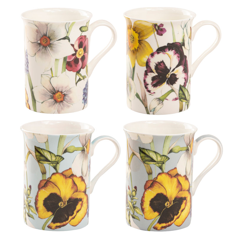 Ensemble de 4 tasses à café en porcelaine tendre