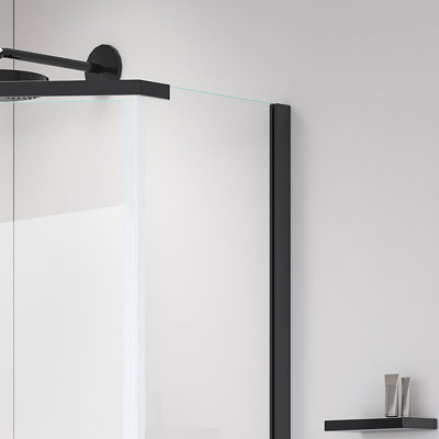 Porte de douche pivotante en verre trempé de 1/4 po 6 mm pour salle de bain, dimensions 36 * 36 * 72 pouces, finition noir mat, métal pour fixer le mur, simple et utile, acier inoxydable de haute qualité avec mesure, finition,