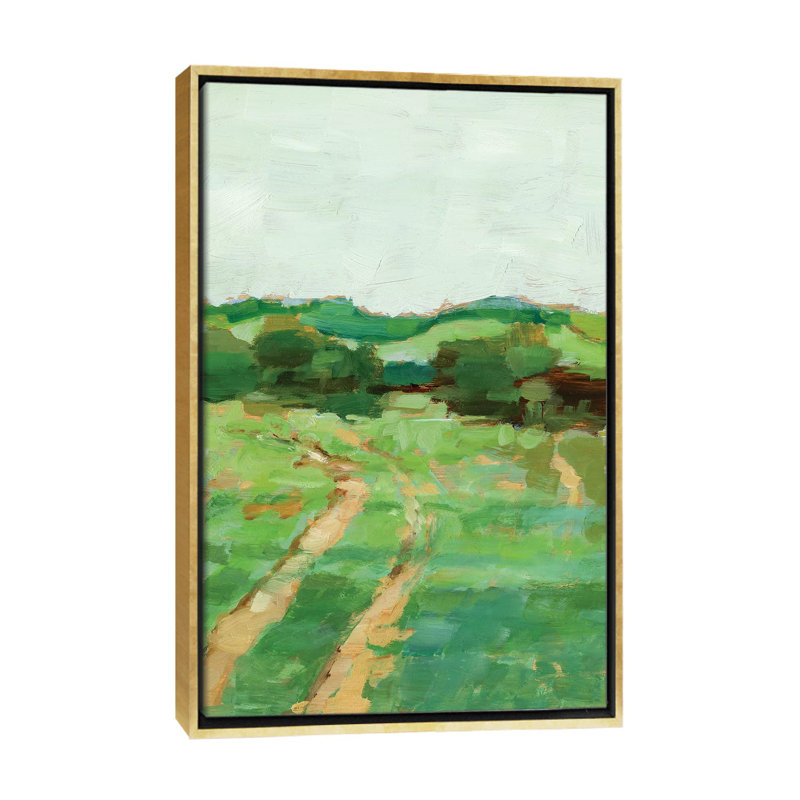«Farm Road II» par Ethan Harper - reproduction d'art, H 26 po x l 18 po x 1,5 po, Toile encadrée d'or, Pas de tapis