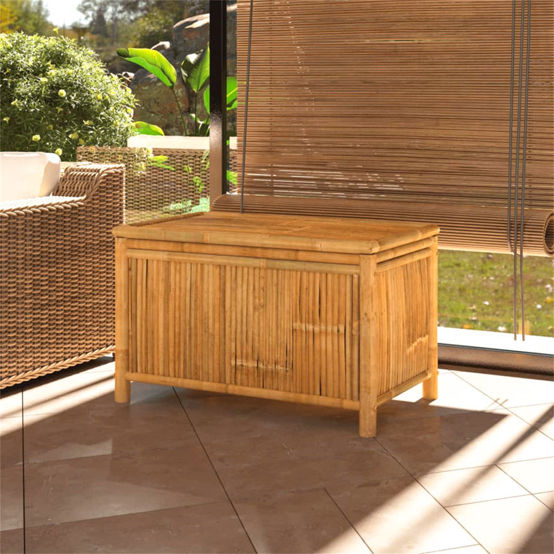 Bay Isle Home Pettie 90 cm W 150 L Water Resistant Bamboo Solid Wood Deck Box in Brown
