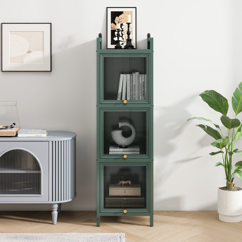 Armoire avec rangement à quatre niveaux, Vert foncé, 60.62" H x 13.78" W x 14.17" D