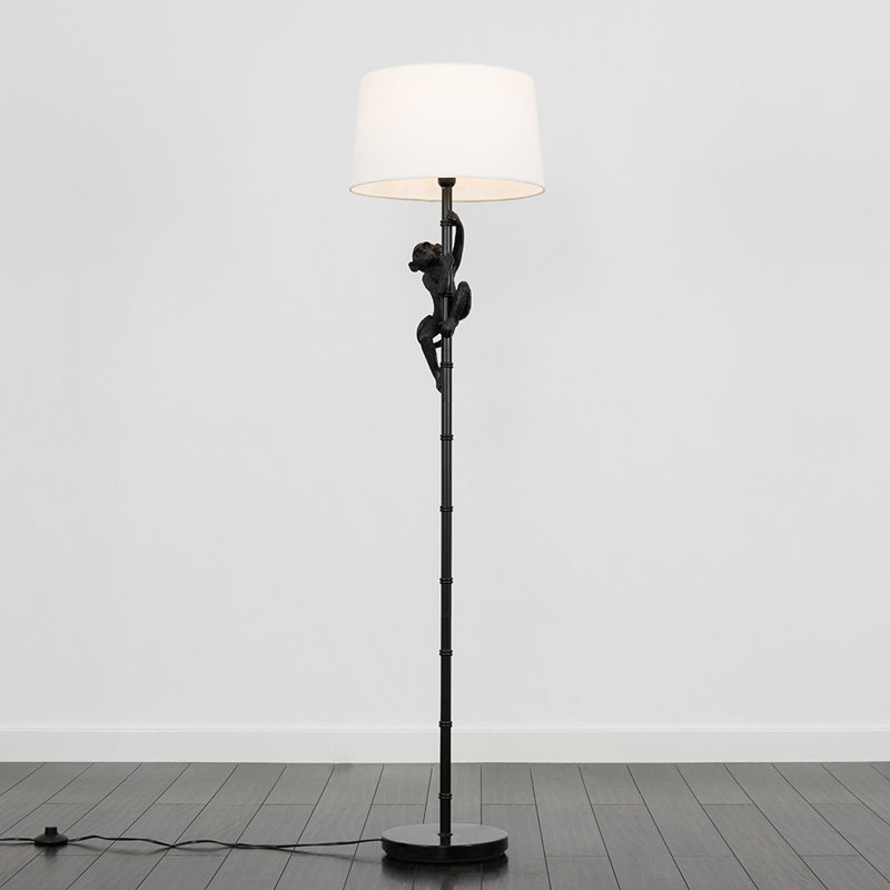 Meggan 150cm Traditional Floor Lamp, White, Black, Yes