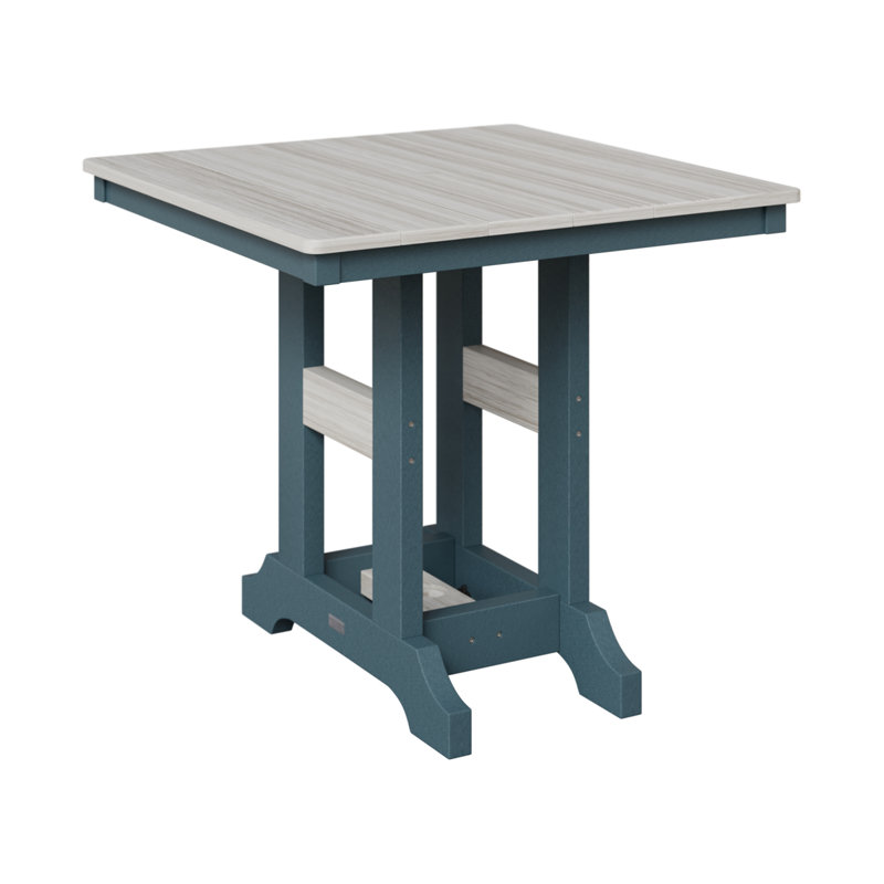 Garden Classic Outdoor Square Bar Table, Slate, Seashell, 35.5" H x 33" W x 33" D