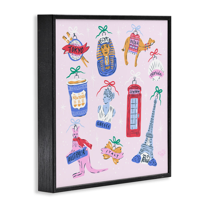 Global Travel Ornaments, estampe numérique, conception de Krissy Mast, Giclée encadrée noir minuit, H 24 po x l 24 po