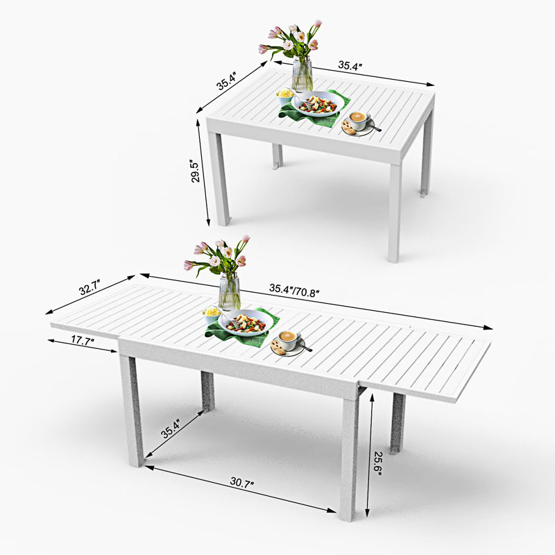 Table de salle à manger extensible Apolonja, L 35,4 po x L 35,4 po, Ivoire blanc