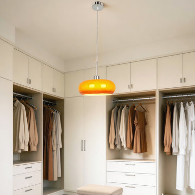 Vintage Orange Glass Pendant Light, Single Light Hanging Lamp For Kitchen Island Dining Room