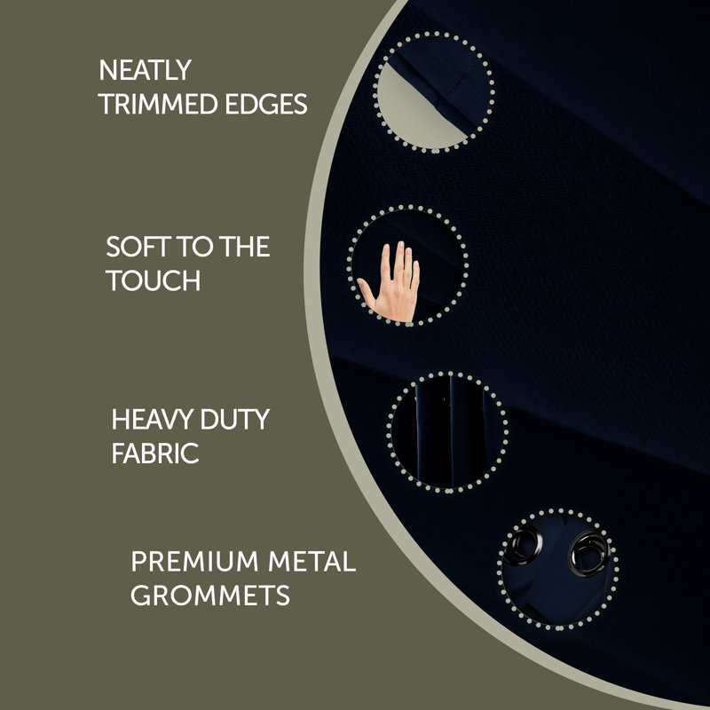 Polanco Room Darkening Curtain Single Panel, Dark Blue, 52" x 84"