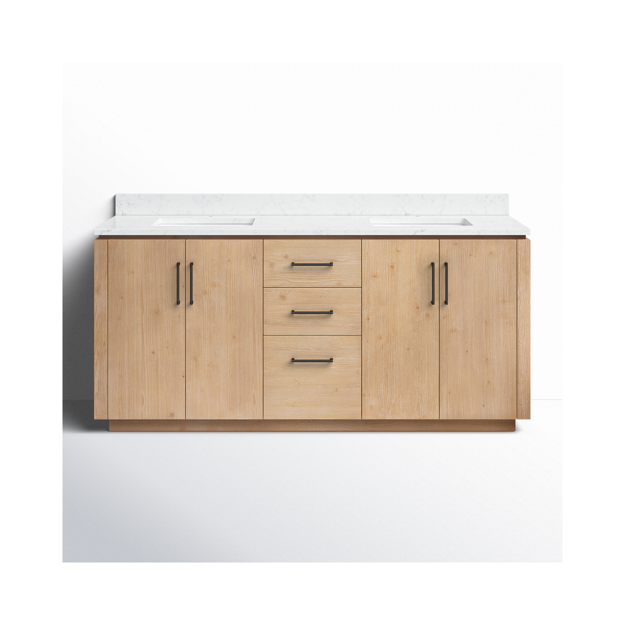 Cloverfield 72'' Double Bathroom Vanity, Matte Black, Fir Wood Brown