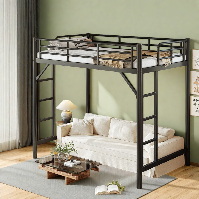 Lits peu encombrants, lit mezzanine simple en métal, chambre à coucher industrielle moderne