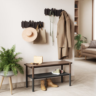 5-Hook Wall Mounted Coat Rack, Flip Down Hooks for Entryway, Bedroom, Office