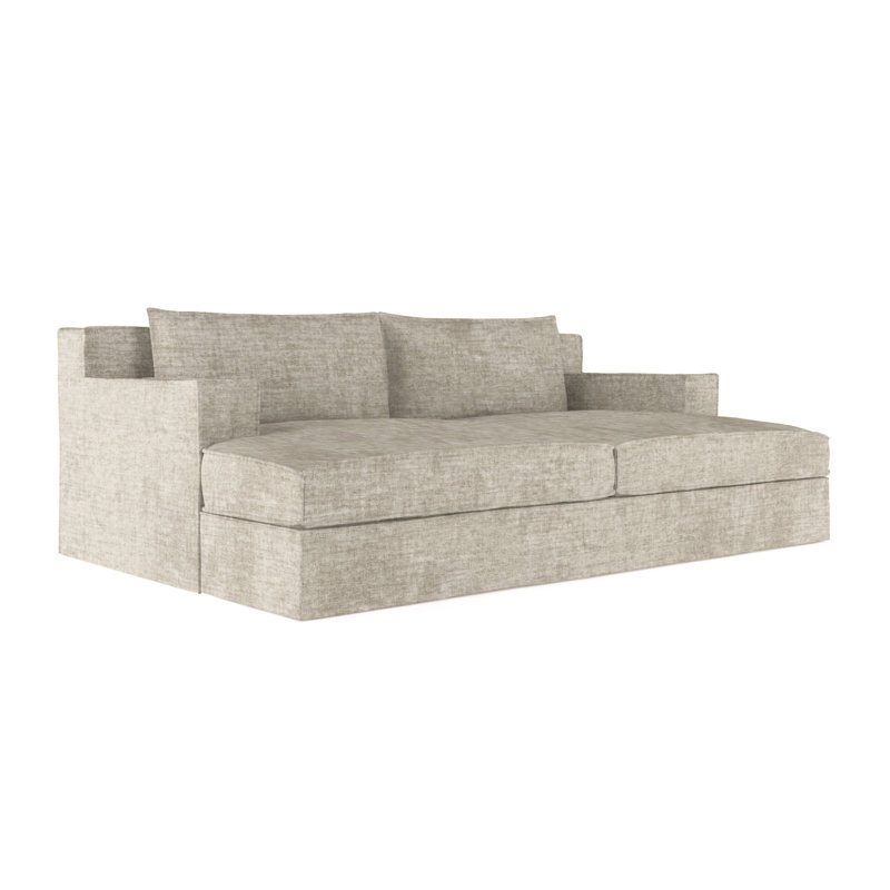 Mulberry Square Track-Arm Daybed with Flange Seam, Plush Velvet Alabaster, Weathered