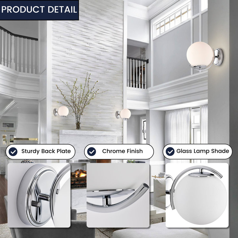 retro glass globe wall sconce bedroom lights silver