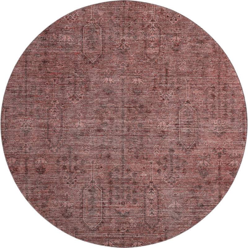 Premium Machine Washable Prisco Paprika Rug, Round 8'