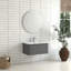 Meuble-lavabo mural de 30 po de couleur grise avec lavabo en céramique blanche sans couture, conception flottante élégante, 45 poignées en angle, tiroir à fermeture en douceur, finition usée, espace de rangement spacieux, style européen intégré-2098778298