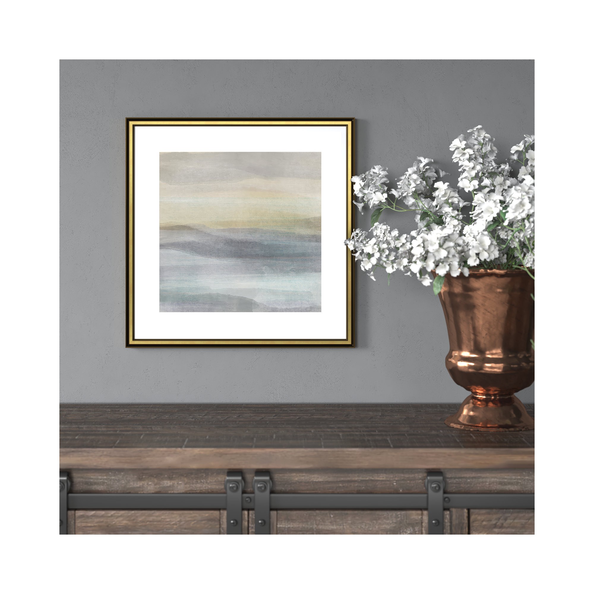Concept of Life by Sally Swatland - Picture Frame Painting, Gold, 18.25" W x 18.25" H