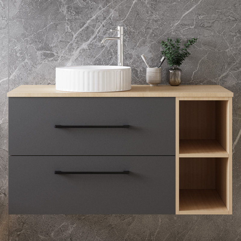 990mm Single Bathroom Vanity with Drop In Ceramic Basin