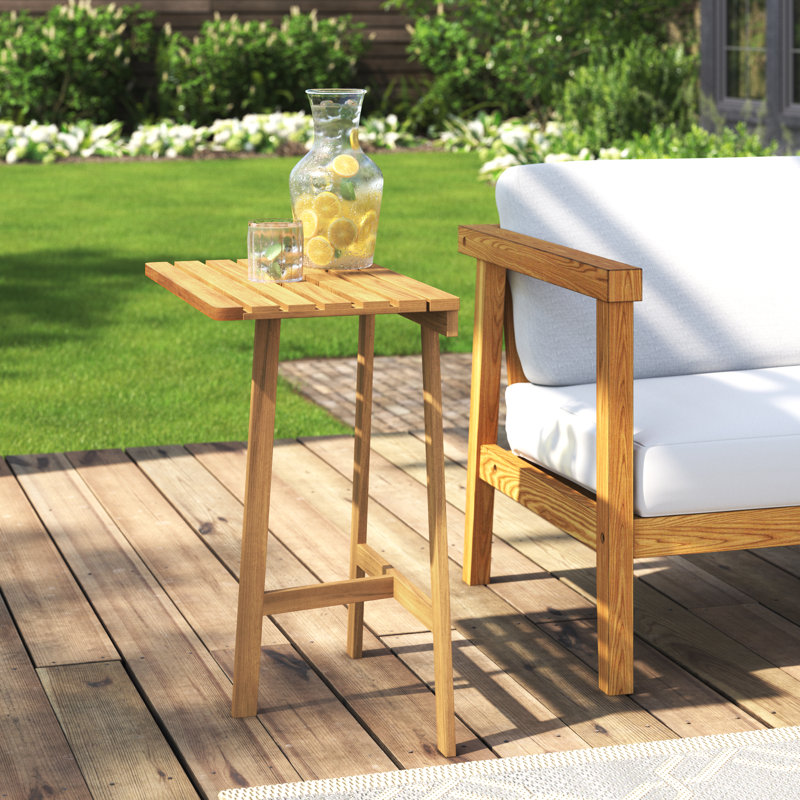 Rectangular Acacia Folding Outdoor Balcony Table , 23.6'' in. W 15.4'' in. D, Teak