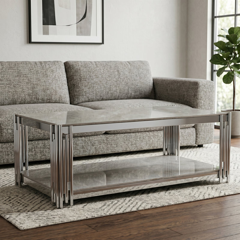 Kya Coffee Table Stone & Stainless Steel