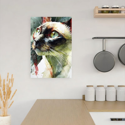 Vibrant Siamese Cat Gaze Abstract Modern Cat Wall Art Print