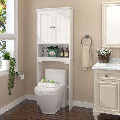 Bathroom Wall Cabinet with Door, Over Toilet Storage Cabinet with and Adjustable Shelves, 3-Tier Medicine Cabinet Wall Mounted, for Bathroom, Kitchen, Entryway, Laundry Room, White