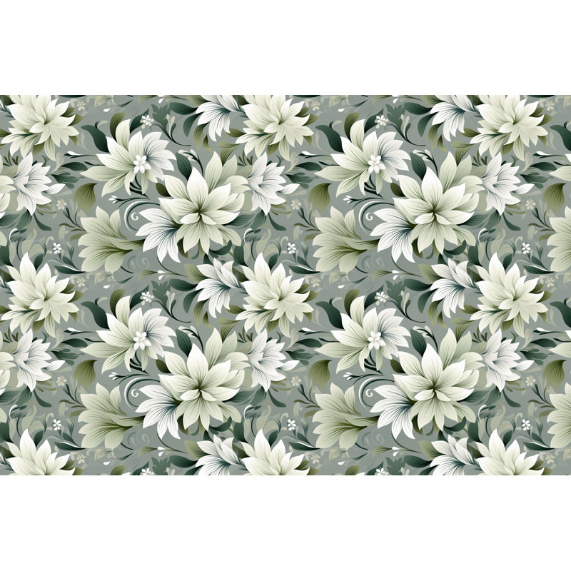 Polyester Floral Comforter, Twin Comforter, Green/Silver