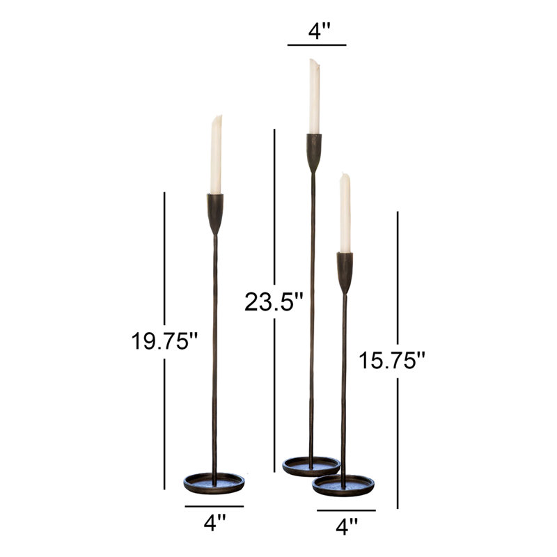 3 Piece Iron Tabletop Candlestick Set
