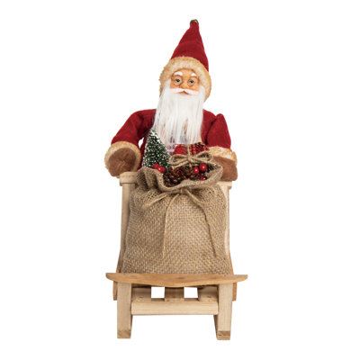 Fabric 12 in. Christmas Santa Sled Sleigh Decor