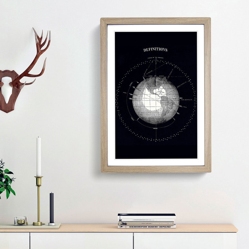 Celestial Astronomical Chart of Earth - Picture Frame Graphic Art Print, 48cm H x 36cm W x 2cm D, Oak Framed