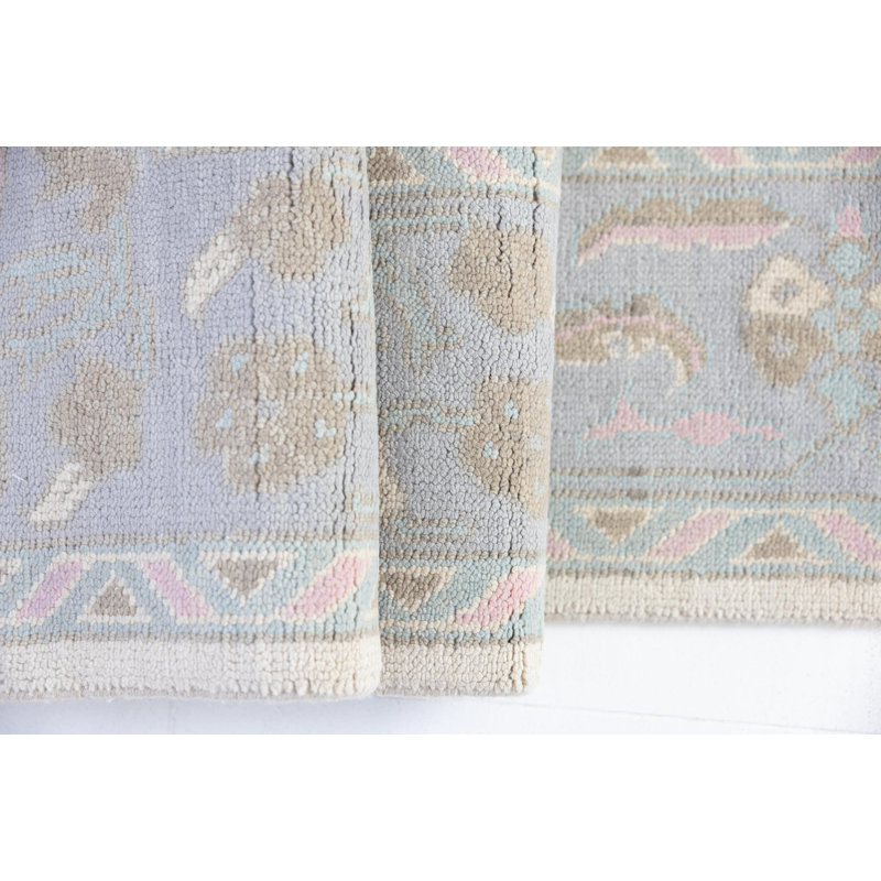 Ina Hand Knotted Wool Floral Area Rug, Rectangle 10' x 14'