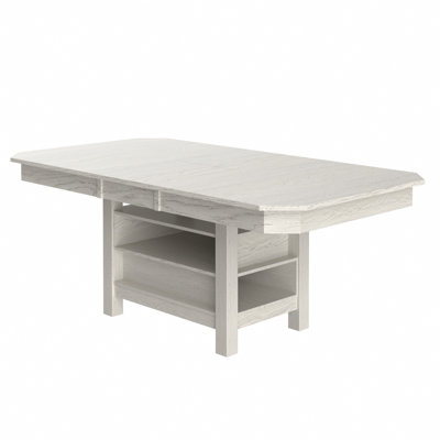 Solid Wood Storage Dining Table Matte Grey Extendable Kitchen Table For 6 People