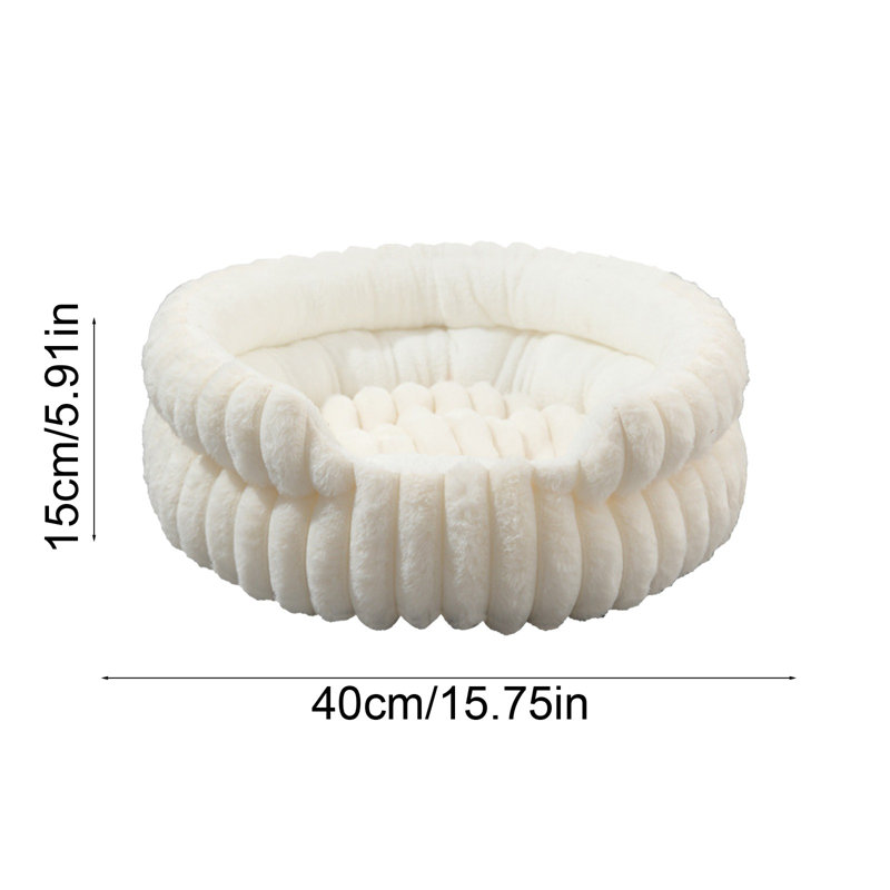 Lit pour chat d'hiver en peluche rond 15,7 po x 15,7 po x 5,9 po pour petits chiens, blanc chaud et doux, Blanc