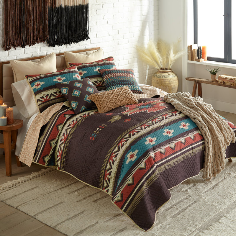 Donna Sharp Mahogany Desert 3PC King Southwest Quilt Set, King Quilt + 2 Pillow Shams