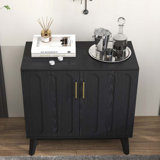 Ophelia & Co. Wood Cabinet with Adjustable Shelves, Solid Wood Legs ...
