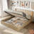 wooden platform bed frame-512729041
