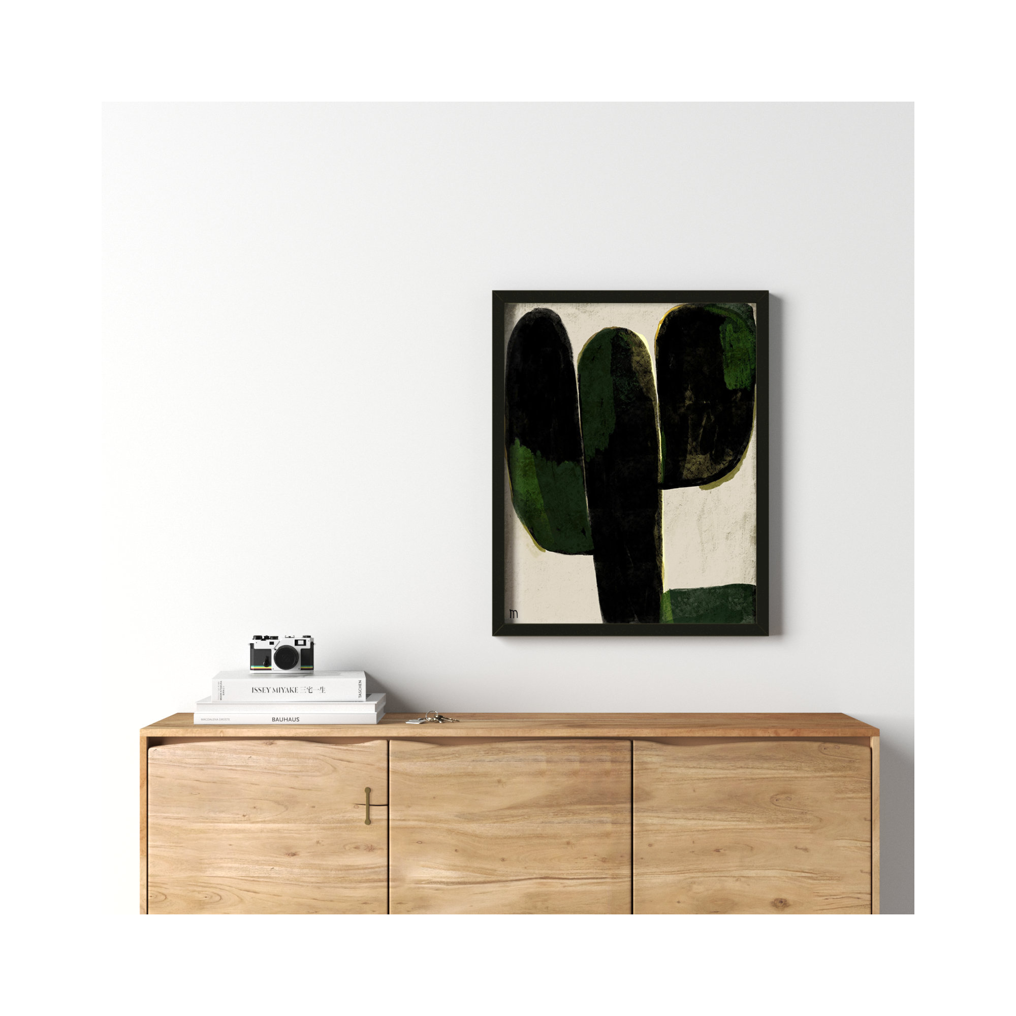 Succulent #1 by StudioM, 30" H x 24" W x 1.25" D, Black