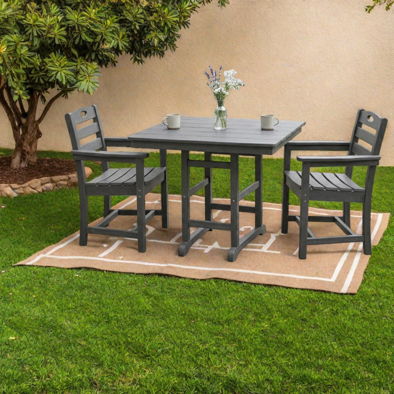 Compact Patio Dining Sets, Hdpe Modern 3 Piece For Balcony Patio