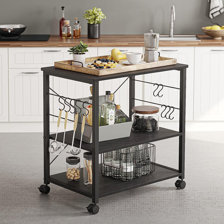 3-tier Kitchen Cart Multifunction Rolling Microwave Oven Stand Utility Storage Shelf With Metal Frame