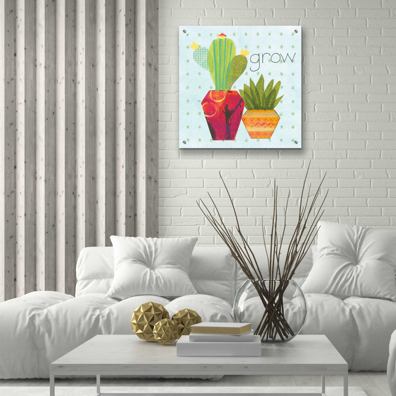 «Southwest Cactus II» par Courtney Prahl, art mural en verre acrylique, H 24 po x l 24 po x P 0,2 po