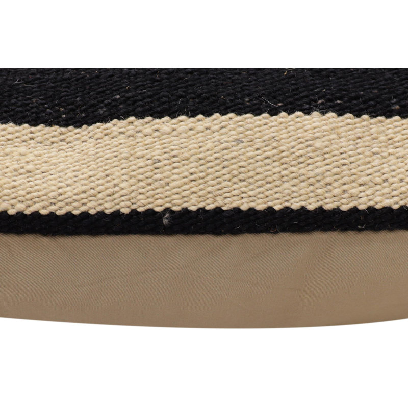 Coussin kilim Mid-Century tissé à la main, Beige / noir géométrique 2