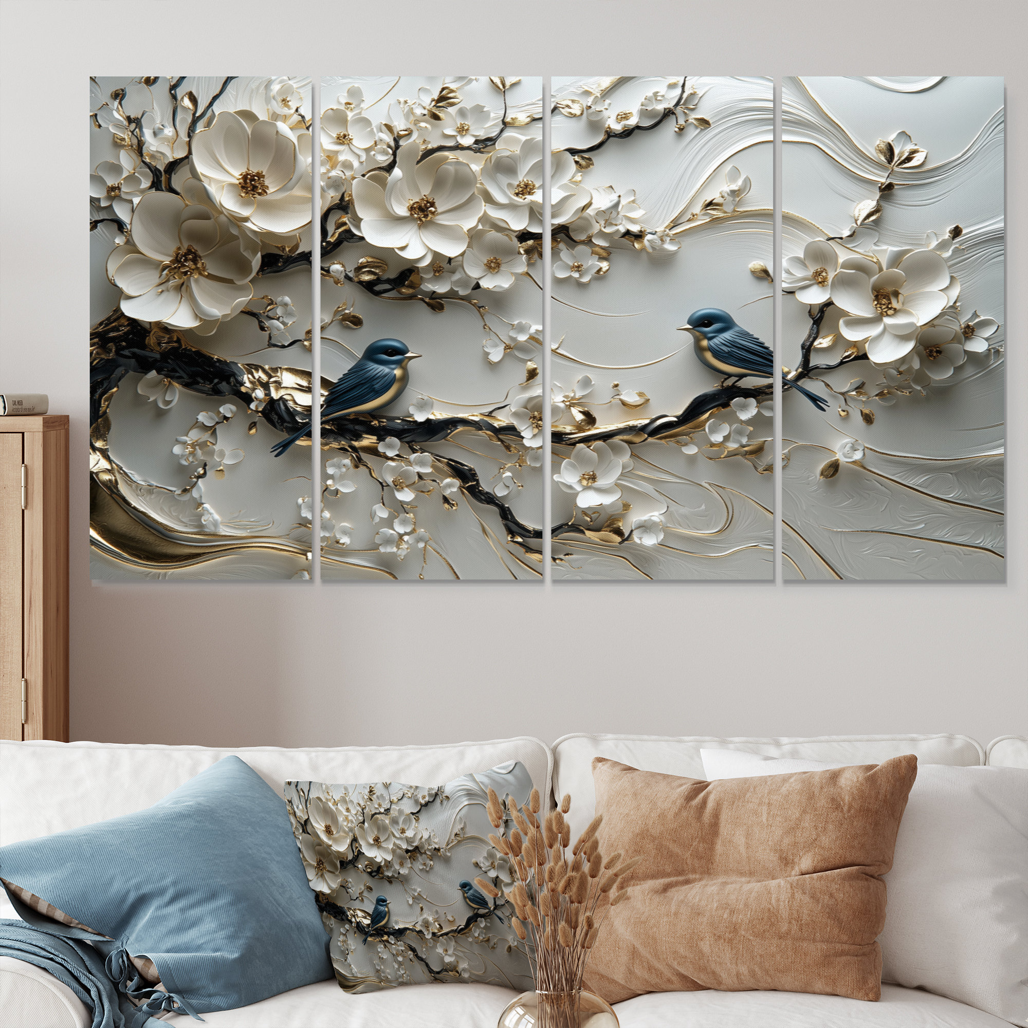 Lark Manor™ Birds Love Under A Gold White Orchid Tree Garden VI ...