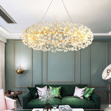 Dandelion 12 - Light Dimmable Gold Round Crystal Chandelier