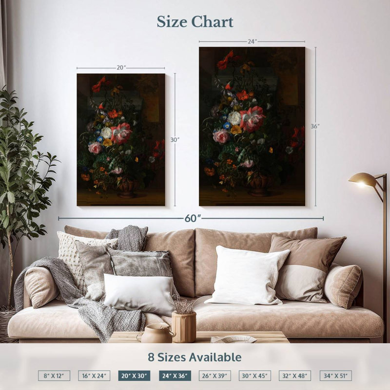 Fleurs Harnek dans un vase en terre cuite sur une balustrade, H 36 po x l 24 po