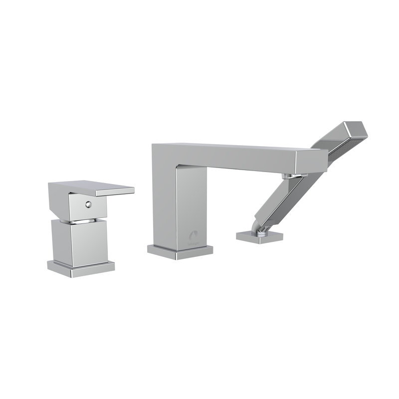 Quadrato Deck Tub Filler with Diverter, Polished Chrome