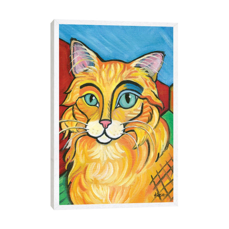 Orange Tabby Cat Pawcasso by Gretchen Kish Serrano - Gallery-Wrapped Canvas Giclée on Canvas, White Framed
