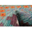 Kilim turquoise audacieux et coloré 6 pi 6 po x 9 pi 9 po